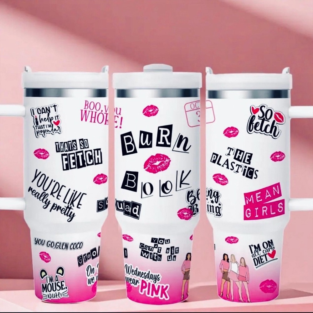 Mean Girls Themed Party Tumblers - Pink and White